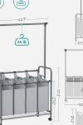 New Rolling Laundry Sorter with 4 Hanging Bags – Mobile Hamper Cart with Wheels RLS44GS - with | Sold by Uncle Wiener's Wholesale