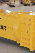 JS280RT Rotating Hydraulic Scrap Shear Attachment for Excavators – HARDOX steel build with yellow and orange finish