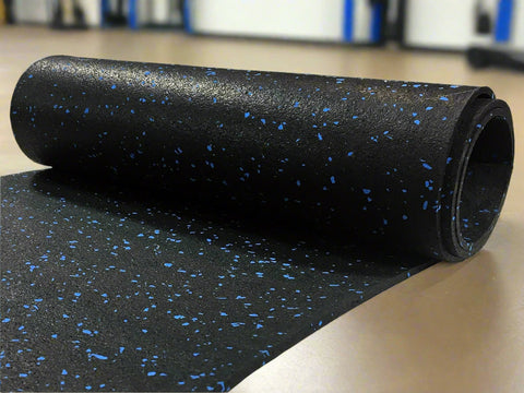 Rubber Gym Roll Flooring – Blue Speck Finish 3.28 ft x 32.80 ft
Rubber Gym Roll Flooring Installed in Fitness Studio
Black Rubber Roll Mat for Gym and Garage Floors
CrossFit Gym with Rubber Flooring Roll