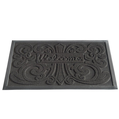 New Rubber Welcome Floor Mat – Non Skid Black 30x18 – SKURUBMAT3018 - with | Sold by Uncle Wiener's Wholesale