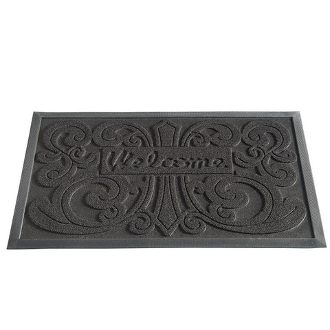 New Rubber Welcome Floor Mat – Non Skid Black 30x18 – SKURUBMAT3018 - with | Sold by Uncle Wiener's Wholesale