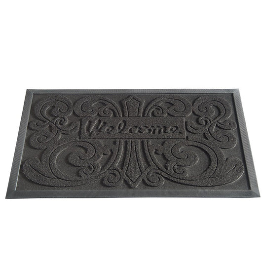 New Rubber Welcome Floor Mat – Non Skid Black 30x18 – SKURUBMAT3018 - with | Sold by Uncle Wiener's Wholesale