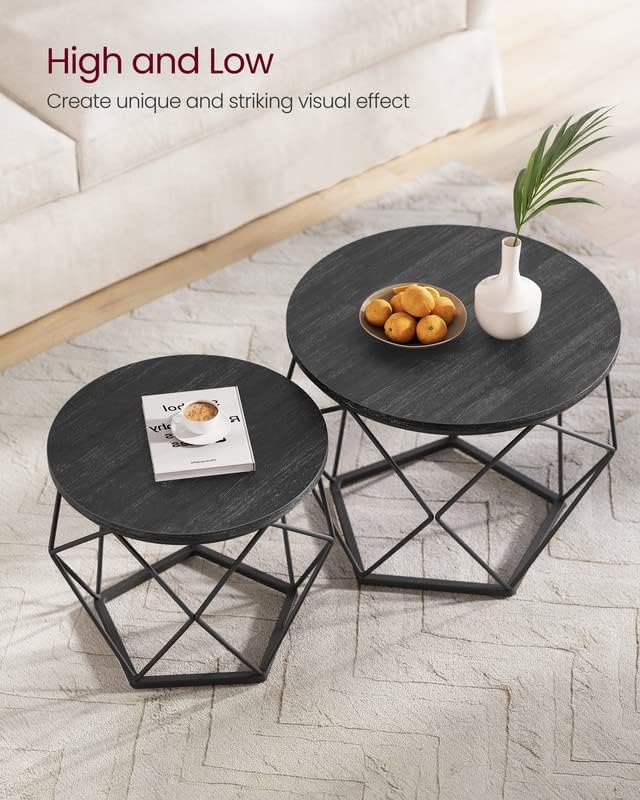 NEW RUSTIC 2 ROUND COFFEE TABLE SET LET040B - with | Sold by Uncle Wiener's Wholesale