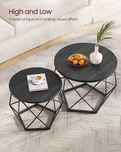NEW RUSTIC 2 ROUND COFFEE TABLE SET LET040B - with | Sold by Uncle Wiener's Wholesale