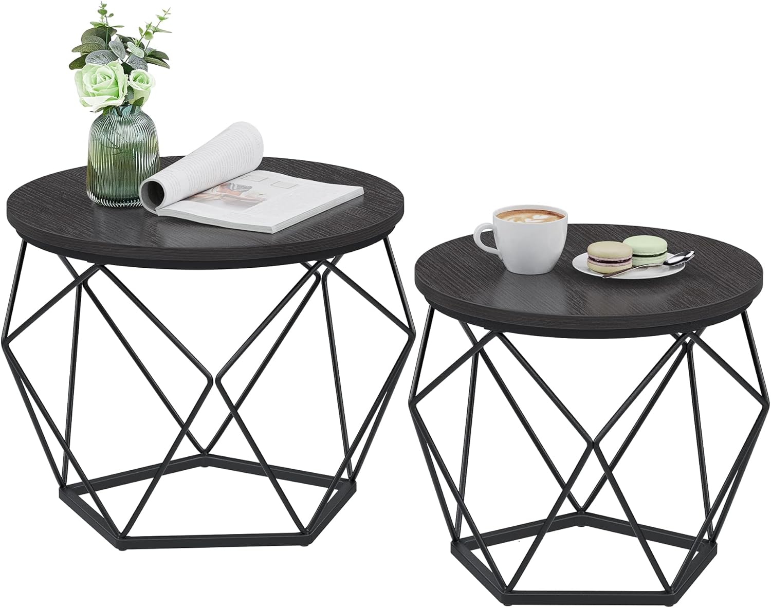 NEW RUSTIC 2 ROUND COFFEE TABLE SET LET040B - with | Sold by Uncle Wiener's Wholesale