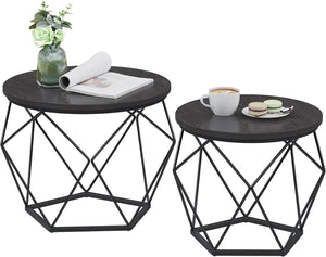 NEW RUSTIC 2 ROUND COFFEE TABLE SET LET040B