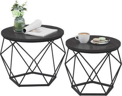 NEW RUSTIC 2 ROUND COFFEE TABLE SET LET040B - with | Sold by Uncle Wiener's Wholesale