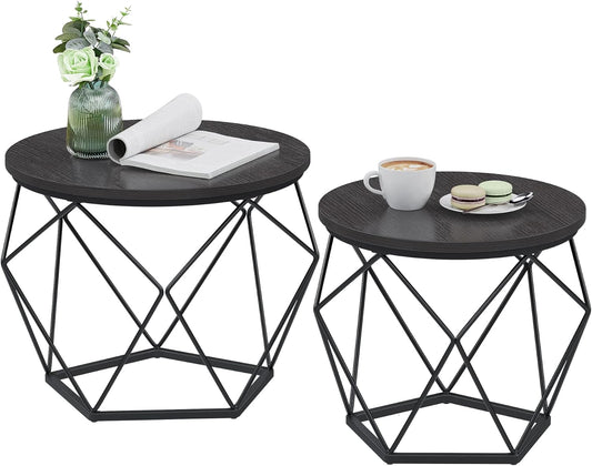 NEW RUSTIC 2 ROUND COFFEE TABLE SET LET040B - with | Sold by Uncle Wiener's Wholesale
