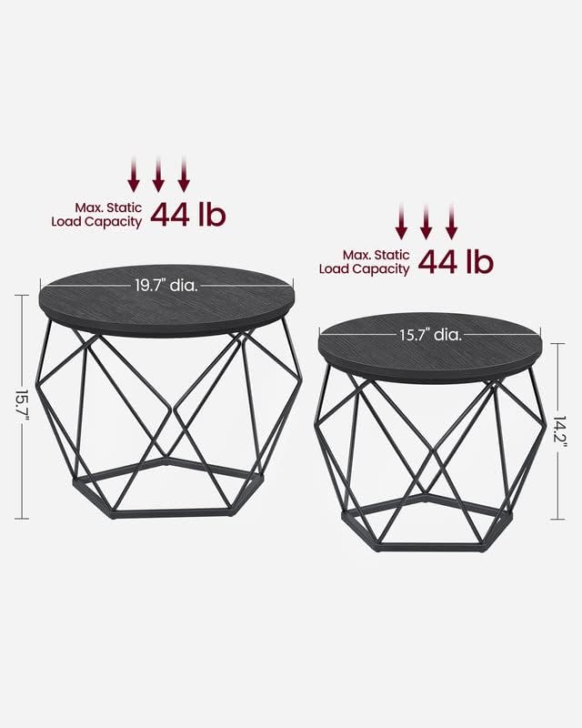 NEW RUSTIC 2 ROUND COFFEE TABLE SET LET040B - with | Sold by Uncle Wiener's Wholesale