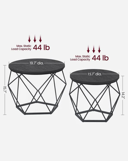 NEW RUSTIC 2 ROUND COFFEE TABLE SET LET040B - with | Sold by Uncle Wiener's Wholesale