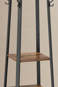 Rustic 3-shelf coat stand with black steel frame and wooden finish
Freestanding coat hanger with hooks and storage shelves for entryways
Industrial coat rack for home, office, or dorm use
Brown and black coat stand for modern rustic décor
Functional entryway storage stand with hanging and shelving options