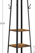 Rustic 3-shelf coat stand with black steel frame and wooden finish
Freestanding coat hanger with hooks and storage shelves for entryways
Industrial coat rack for home, office, or dorm use
Brown and black coat stand for modern rustic décor
Functional entryway storage stand with hanging and shelving options
