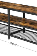 Rustic industrial 3-tier TV stand with black frame
70 inch TV stand with wood shelves
Entertainment center for 75" TVs
TV console with dual open storage tiers
Modern farmhouse TV stand with metal legs