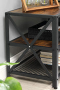 Rustic industrial 3-tier TV stand with black frame
70 inch TV stand with wood shelves
Entertainment center for 75" TVs
TV console with dual open storage tiers
Modern farmhouse TV stand with metal legs