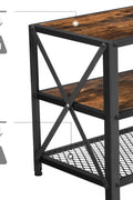 Rustic industrial 3-tier TV stand with black frame
70 inch TV stand with wood shelves
Entertainment center for 75" TVs
TV console with dual open storage tiers
Modern farmhouse TV stand with metal legs