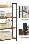 "4-tier industrial bookshelf with rustic brown wood shelves and steel frame – Model LBS2102"