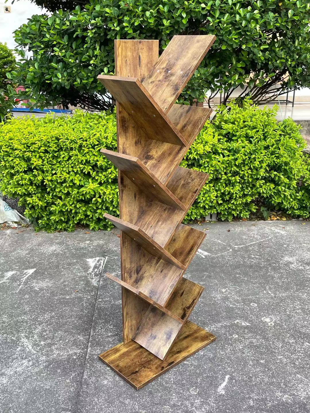 New Rustic 8 - Shelf Wooden Tree Bookshelf – Unique Tree - Shaped Bookcase for Home & Office Decor TLBS2104 - with | Sold by Uncle Wiener's Wholesale
