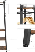 Rustic 3-Tier Ladder Coat Rack with Hooks – Industrial Entryway Organizer with Wood Shelves and Brown Metal Frame