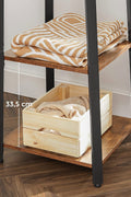 Rustic 3-Tier Ladder Coat Rack with Hooks – Industrial Entryway Organizer with Wood Shelves and Brown Metal Frame