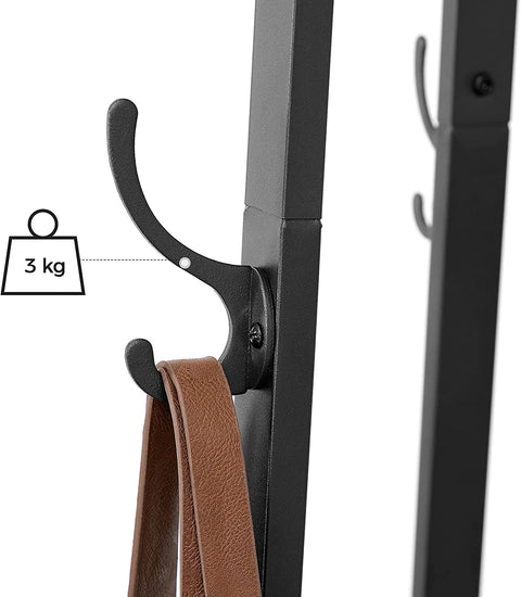 Rustic 3-Tier Ladder Coat Rack with Hooks – Industrial Entryway Organizer with Wood Shelves and Brown Metal Frame