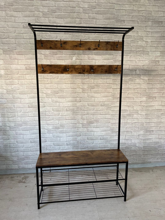 New Rustic Freestanding Coat Rack Hanger – Vintage Entryway Organizer Stand – Model CR08 - with | Sold by Uncle Wiener's Wholesale