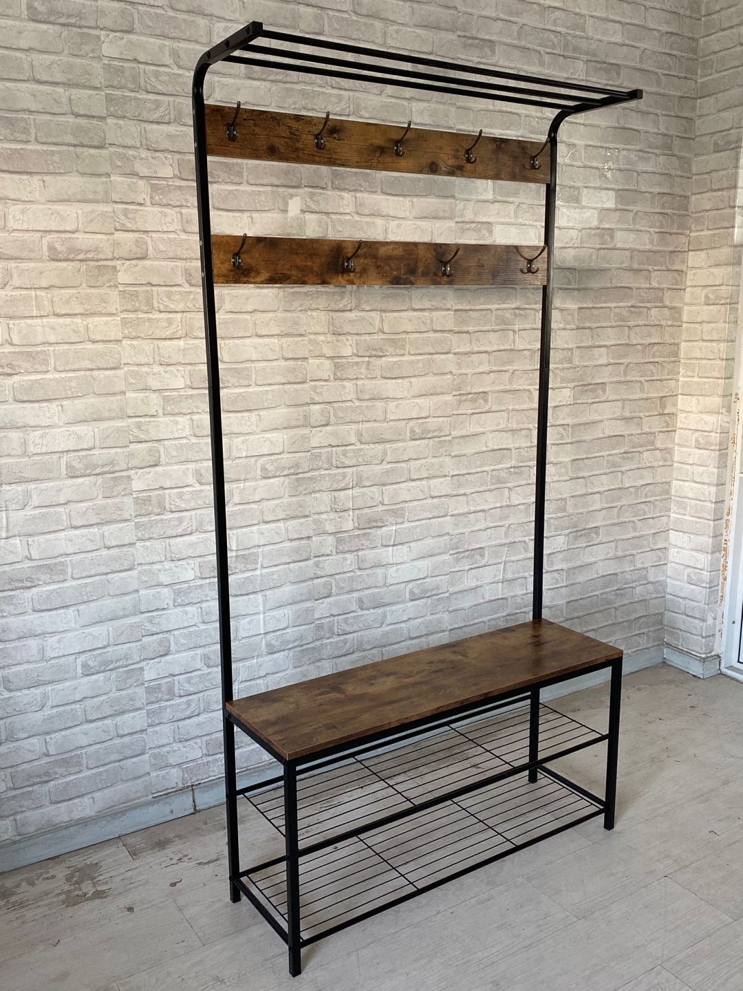 New Rustic Freestanding Coat Rack Hanger – Vintage Entryway Organizer Stand – Model CR08 - with | Sold by Uncle Wiener's Wholesale
