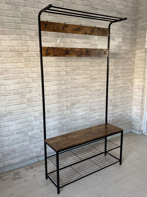 New Rustic Freestanding Coat Rack Hanger – Vintage Entryway Organizer Stand – Model CR08 - with | Sold by Uncle Wiener's Wholesale