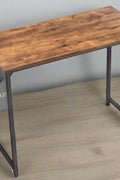 Rustic industrial computer desk with metal frame and storage hook – TLD003
Compact wood top desk with bag holder and steel legs – Model TLD003