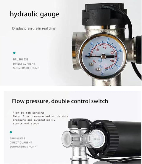 Self-priming stainless steel jet pump 1HP front view

Dual model jet well pump 220V – 1HP and 2HP display

Pump body close-up showing stainless steel finish

Water pump installed in irrigation system

220V self-priming water pump with pressure label