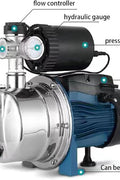 Self-priming stainless steel jet pump 1HP front view

Dual model jet well pump 220V – 1HP and 2HP display

Pump body close-up showing stainless steel finish

Water pump installed in irrigation system

220V self-priming water pump with pressure label