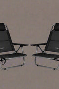 Black Folding Beach Chairs – Set of 2 Front View

Portable Adjustable Outdoor Chairs – Side Recline View

Folded Beach Chairs – Compact Storage Size

Lightweight Travel Chairs with Cushions

Outdoor Reclining Chairs – Festival or Beach Setup

Set of Portable Folding Chairs – Carry Handle Shown