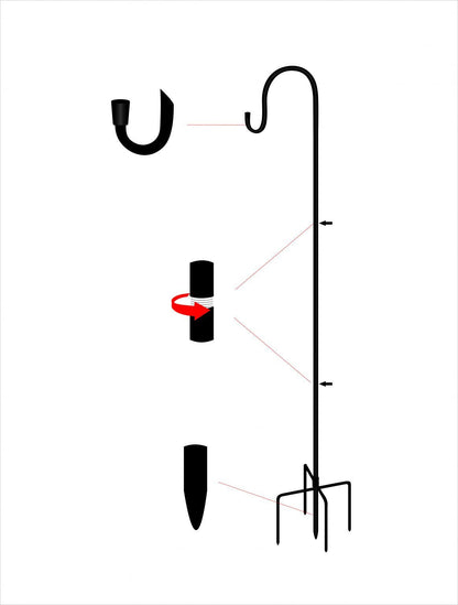 New Shepherd’s Hook Garden Pole – Bird Feeder & Outdoor Hanging Hook Stand S1132 - with | Sold by Uncle Wiener's Wholesale