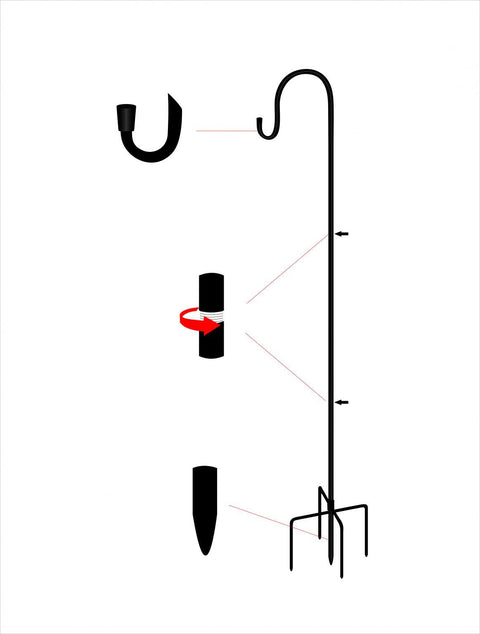 New Shepherd’s Hook Garden Pole – Bird Feeder & Outdoor Hanging Hook Stand S1132 - with | Sold by Uncle Wiener's Wholesale