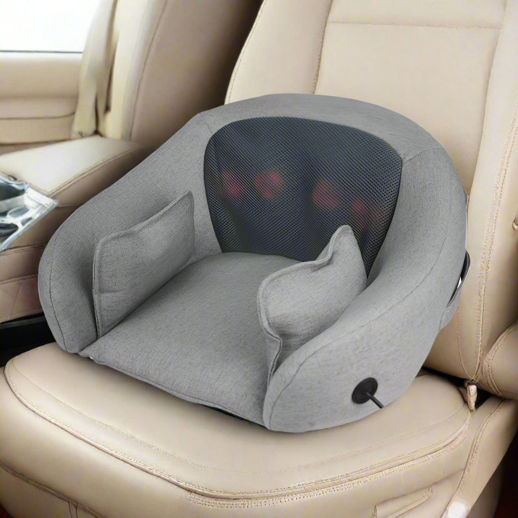 Shiatsu back massager seat cushion with headrest and heat
Full-back massage cushion with kneading and heat therapy
Adjustable massage seat for home, car, and office use
Shiatsu massage chair pad with infrared heating
Portable seat cushion massager for full-body relaxation