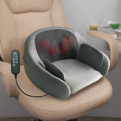 Shiatsu back massager seat cushion with headrest and heat
Full-back massage cushion with kneading and heat therapy
Adjustable massage seat for home, car, and office use
Shiatsu massage chair pad with infrared heating
Portable seat cushion massager for full-body relaxation