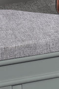 Gray entryway bench with two flip-down drawers
Close-up view of hidden shoe storage compartment
Bench in modern hallway setup with decor accents
Side angle showing foam cushion and sturdy frame
Internal view of adjustable shoe compartments