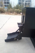 Side dumping concrete mixer bucket with auger for skid steer
Rear view of mixer bucket showing hydraulic motor
Top-down view of internal auger system
Mounted auger mixer on skid steer in use
Side discharge concrete auger bucket on loader