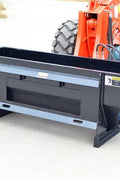 Side dumping concrete mixer bucket with auger for skid steer
Rear view of mixer bucket showing hydraulic motor
Top-down view of internal auger system
Mounted auger mixer on skid steer in use
Side discharge concrete auger bucket on loader