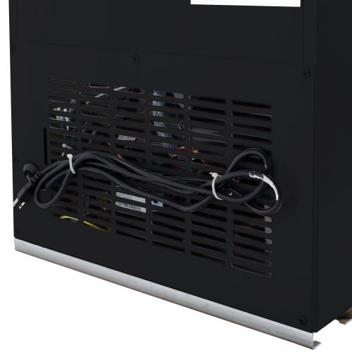 "Siebel G258 black commercial display fridge with glass door"

"Interior of merchandiser fridge with 4 adjustable shelves"

"LED-lit single door commercial beverage refrigerator"

"Retail cooler with 32-41°F temperature range"

"NSF certified display fridge with black finish and clear front"