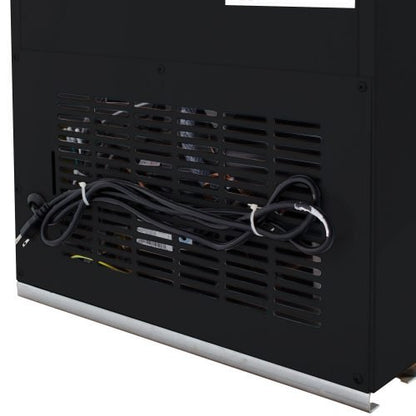 "Siebel G258 black commercial display fridge with glass door"

"Interior of merchandiser fridge with 4 adjustable shelves"

"LED-lit single door commercial beverage refrigerator"

"Retail cooler with 32-41°F temperature range"

"NSF certified display fridge with black finish and clear front"