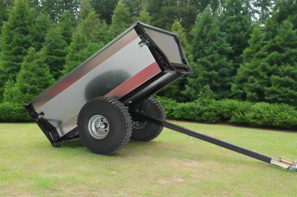 Single Axle ATV Dump Trailer TB500 – 1,000 lb capacity with steep dump angle and pneumatic tires for heavy-duty hauling