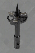 "Skid Steer 10 inch stump planer attachment with hex collar"

"Side view of heavy-duty auger stump planer"

"Replaceable steel cutting plates for stump planer"

"Skid steer root grinder with powder-coated finish"