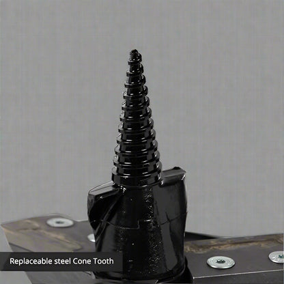 "Skid Steer 10 inch stump planer attachment with hex collar"

"Side view of heavy-duty auger stump planer"

"Replaceable steel cutting plates for stump planer"

"Skid steer root grinder with powder-coated finish"