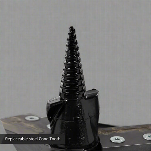 "Skid Steer 10 inch stump planer attachment with hex collar"

"Side view of heavy-duty auger stump planer"

"Replaceable steel cutting plates for stump planer"

"Skid steer root grinder with powder-coated finish"