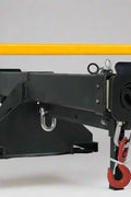 Adjustable skid steer jib boom on white background – extended view
Close-up of jib boom mounting to forklift tines
Forklift jib boom in telescoping position
6000 lb jib boom with dual swivel hooks
Fork-mounted heavy-duty boom – angled view