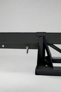 Adjustable skid steer jib boom on white background – extended view
Close-up of jib boom mounting to forklift tines
Forklift jib boom in telescoping position
6000 lb jib boom with dual swivel hooks
Fork-mounted heavy-duty boom – angled view