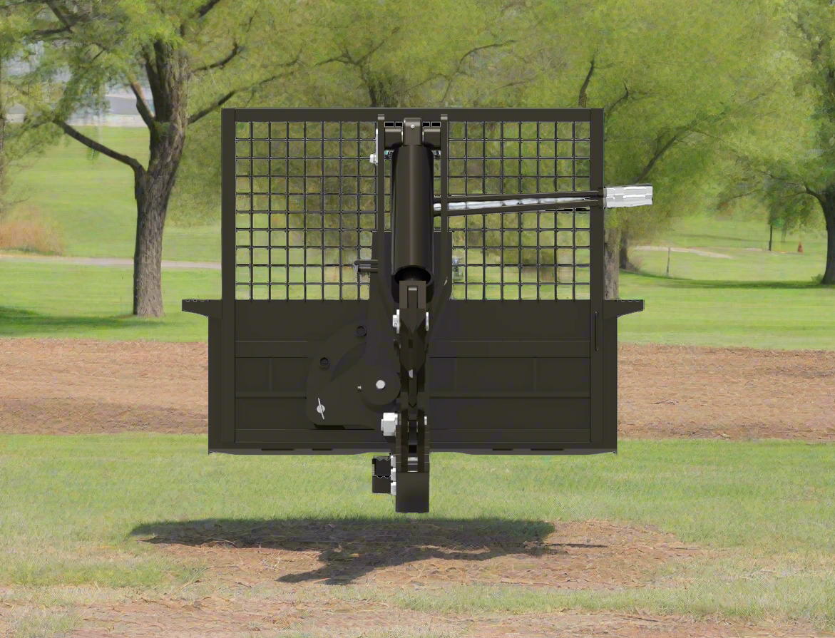 Rotating tree shear attachment mounted on skid steer
Side view of 965091 rotating tree cutter
Shear in upright rotation position
Hydraulic tree shear close-up view
965091 skid steer forestry attachment