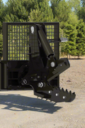 Rotating tree shear attachment mounted on skid steer
Side view of 965091 rotating tree cutter
Shear in upright rotation position
Hydraulic tree shear close-up view
965091 skid steer forestry attachment