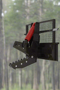 Rotating tree shear attachment mounted on skid steer
Side view of 965091 rotating tree cutter
Shear in upright rotation position
Hydraulic tree shear close-up view
965091 skid steer forestry attachment