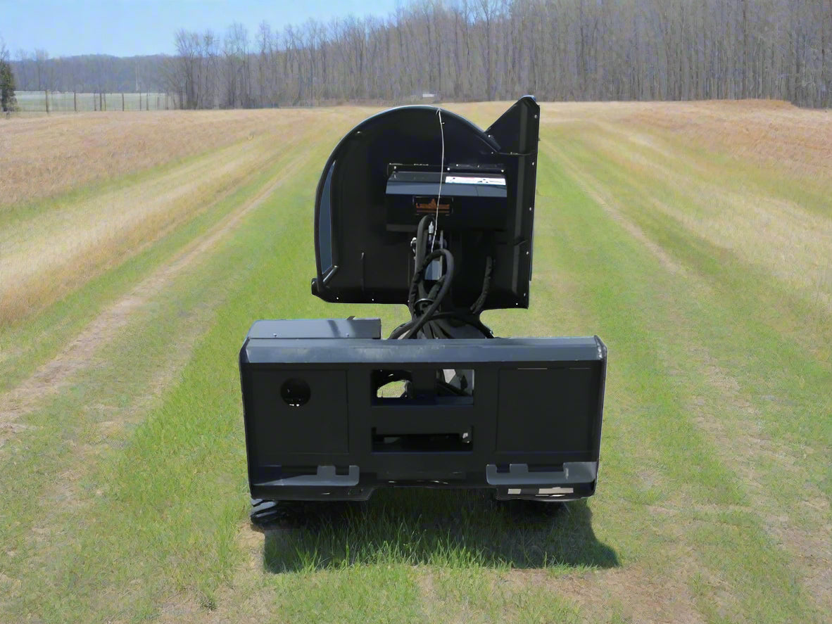 Brush cutter mounted on skid steer cutting tall brush
Side view of articulating brush cutter head
In-cab control system of ABC13125A
Brush cutter swinging at 90° angle
Vertical trimming with brush cutter attachment
ABC13125A brush cutter cutting roadside brush
Skid steer brush cutter extended for bank mowing